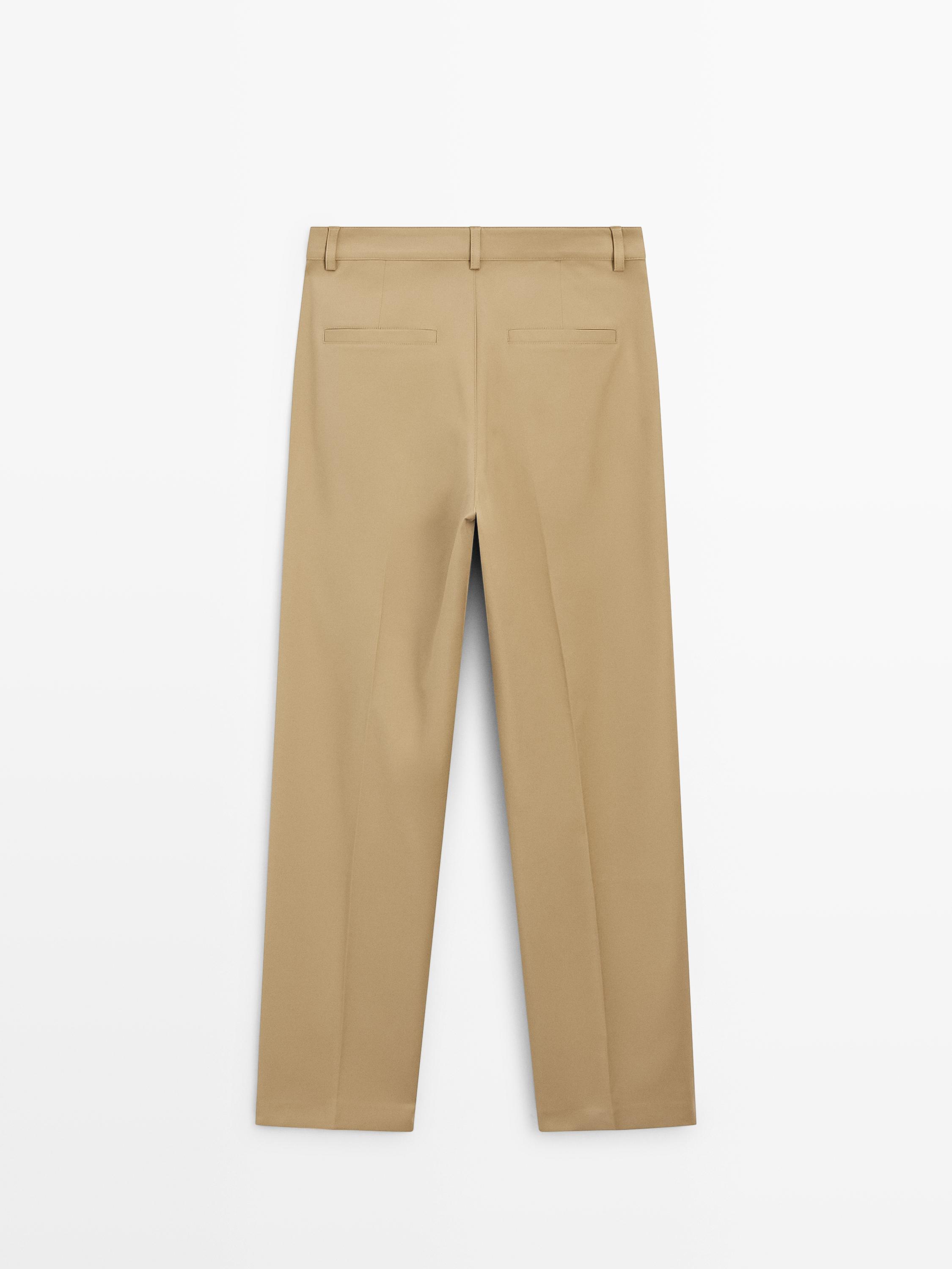 Straight fit pants with pleated details